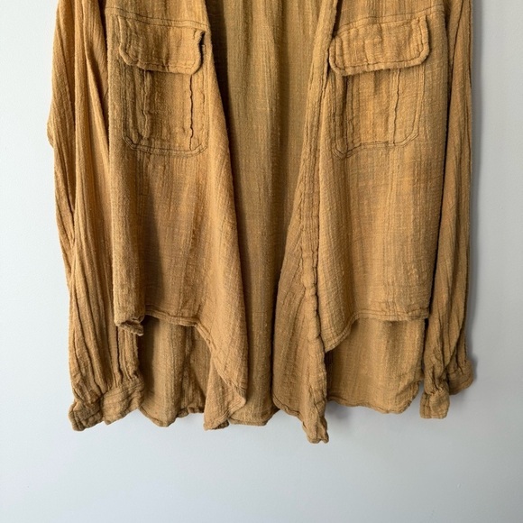 Free People One Yellow Asymmetrical Long Sleeve Open Blouse Women’s S - Picture 8 of 15